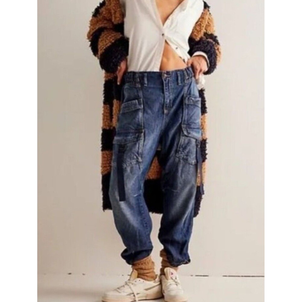 We The Free Hazel Pull On Utility Jeans In Dark And Stormy size small